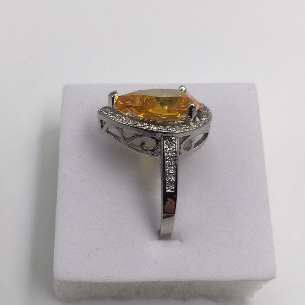 5 CARAT MULTI COLOR YELLOW TOPAZ 925 SILVER RING - Picture 4 of 6